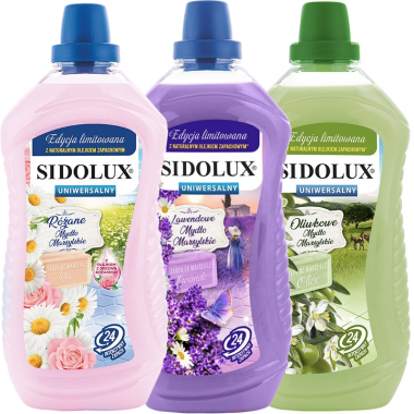 Zestaw SIDOLUX Uniwersalny płyn do mycia - różane, lawendowe, oliwkowe mydło marsylskie