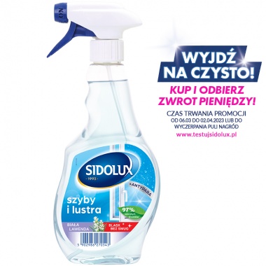 SIDOLUX płyn do mycia szyb i luster antypara - biała lawenda 