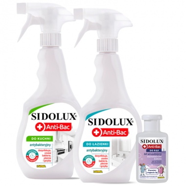 Zestaw Sidolux antybakteryjny do kuchni i łazienki + Gratis żel do rąk 100 ml